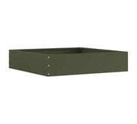 Olive Green Steel Lawn Edging 60 x 60 x 13 cm, Weatherproof Flower Bed Border with Flexible Mowing Edge, Plug-In Palisade for Garden, Patio and Path Boundary