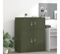 Olive Green Steel Storage Cabinet 90 x 40 x 40 cm with Lockable Doors, Storage Space for Files and Documents, Compatible for Office and Home Office