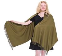 Olive Green Thick Solid Colour Design Cotton Blend Shawl Scarf Wrap Pashmina CJ Apparel NEW, One Size
