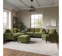 Olive Green Velvet 3 Piece Sofa Set - Payton