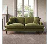 Olive Green Velvet 3 Seater Sofa - Payton