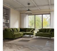 Olive Green Velvet 4 Seater Right Hand Corner and 2 Seater Sofa Set - Payton