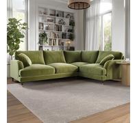 Olive Green Velvet 4 Seater Right Hand Corner Sofa - Payton