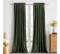 Olive Green Velvet Curtains 120 inches for Living Room Luxury Room Darkening Forest Green Curtain Elegant Bedroom Thermal Insulated Modern Heavy Soft Soundproof Rod Pocket Window Drapes Set of 2 Panel