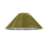 Olive Green Velvet Fabric Empire Lamp Shade with Elegant Scallop Edges | White Inner Cotton Lining | 40cm Diameter by Happy Homewares