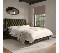 Olive Green Velvet King Size Ottoman Bed With Legs - Amara