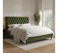 Olive Green Velvet Super King Ottoman Bed with Legs - Pippa