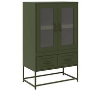 vidaXL highboard olive green steel - versatile kitchen/dining storage cabinet with compartments, 68x39x111.5 cm, modern decor