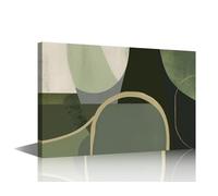 Olive Green Wall Decor for Living Room Geometric Shapes Canvas Wall Art Modern Art Wall Decorations for Bedroom Abstract Art Picture for House Wall Decoration Framed Ready to Hang 16"Wx24"Hx1 Panel
