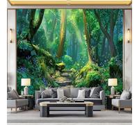 Olive Green Wallpaper - Beautiful Forest Plants Path Print Paste The Paper Application, 400 x 280 cm for Walls Living Room Lounge Bedroom Hallway Feature Wall