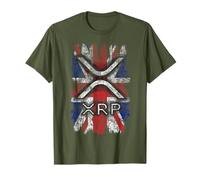 Olive Green XRP Crypto UK London British Flag T-Shirt