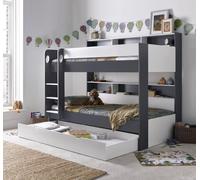 Olive Grey and White Wooden Storage Bunk Bed Rest Relax White Single