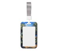 Olive Grove with The Sea Sliding Id Badge Holder Hard Plastic Work Card Case Name Tag Protector for Nurses Office