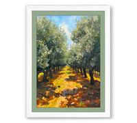 Olive Harvest Path Rustic Framed Wall Art Print A1 (84.1×59.4cm) White, Wall Decor for Living Room, Bedroom, Office & Home, Ready to Hang, Art Gift