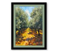 Olive Harvest Path Rustic Framed Wall Art Print A2 (59.4×42cm) Black, Wall Decor for Living Room, Bedroom, Office & Home, Ready to Hang, Art Gift