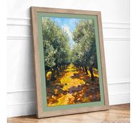 Olive Harvest Path Rustic Framed Wall Art Print A3 (42×29.7cm) Oak, Wall Decor for Living Room, Bedroom, Office & Home, Ready to Hang, Art Gift