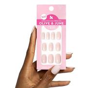 Olive & June Classic Super Stick Mani Press On Nails | Valentine's Day |Short Squoval No Glue Needed | 32 Tab Nails in 16 Sizes | Non-Toxic Tabs Easy On-Off Non-Damaging 7-Day Wear | Tutu Pastel Pink