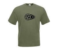(Olive, L) Vw Flames Campervan Graphic High Quality T-Shirt, Tee, Men's, Unisex