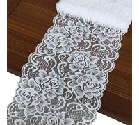 Olive Lace 6 inches Wide White Stretchy lace Ribbon Elastic Trim Fabric with Floral Pattern for Bridal Wedding Decorations, Sewing DIY Making and DIY Crafts-5 Yards (910 White)