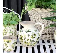 Olive Pattern Jug Vase Pitcher, Decorative Ceramic Olive Design Flower Vase, Green Jug Vase, Rustic Jug for Flowers, Home Decor, Mediterranean Kitchen Decor, Decorative Spring Summer Vase