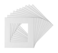 Olive Portraits - Pack of 10 Square White Picture Photo Mounts/Photo Frames Bevel Cut (10” x 10” to Fit 6” x 6”)