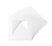 Olive Portraits - Pack of 10 Square White Picture Photo Mounts / Photo Frames Bevel Cut (12” x 12” to Fit 8” x 8”)