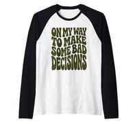 Olive Retro On My Way to Make Bad Decisions Party Beach Raglan Baseball Tee