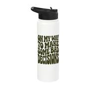 Olive Retro On My Way to Make Bad Decisions Party Beach Stainless Steel Insulated Water Bottle