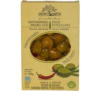 Olive’s Earth Greek Green Pitted Olives Stuffed with Red Pepper, Chalkidiki Variety 4 x 200g (800g) | Natural Preservative-Free | Vegan Snack & Mediterranean Appetiser | Healthy Gourmet Olives