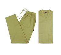(Olive, S) Medical TOP & TROUSER SCRUB SET 100% Cotton scrubs