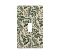 Olive Single Light Switch Cover Plate, Botanical Vintage Leaf Flower Fall Green Plastic Standard Size Decorative Wall Plates for Living Room Bedroom Home Office Decor (Single)