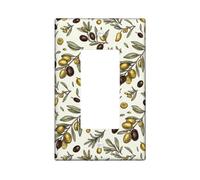 Olive Single Rocker Light Switch Cover, Botanical Natural Leaf Branch Summer Green Plastic Standard Size Decorative Wall Plates for New Apartment Home Bedroom Office Decor
