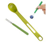 Olive Spoons, Plastic Pickle Fork, Multifunctional Two-in-one Olives Spoon with Pickle Picker, for Olives, Onions, Fruits, Canned Foods (Green)