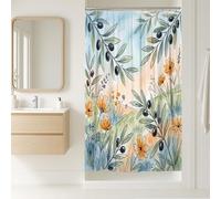 Olive Stall Shower Curtain, Floral Nature Flower Leaf Spring Green Washable with Hooks Decorative Bathroom Curtain for Bathroom Bathtub Apartment Decor 36x72 Inch