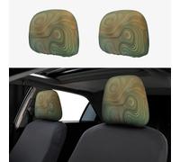 Olive Strata Earthy Green and Gold Ink Agate 2pcs Personalized Embroidery Soft Breathable Car Seat Headrest Cover Protection Auto Accessories
