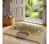 Olive Tree Doormat, Green Olive Branch Door Mat for Outdoor & Indoor Entryway Rustic Decor, Non-Slip Waterproof Dust Absorbent Front Mat, Easy Maintenance 29x17 Inch