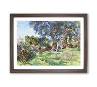 Olive Trees By John Singer Sargent Classic Painting Framed Wall Art Print, Ready to Hang Picture for Living Room Bedroom Home Office Décor, Walnut A4 (34 x 25 cm)