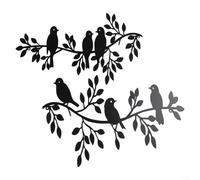 Olive Vine Metal Wall Decor Featuring Six Bird Silhouettes for Rustic Modern Farmhouse Interior Design