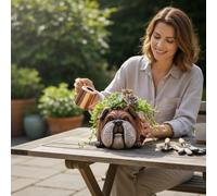 Olive Wall Planter 23Cm - Dark Green / Brown Rim