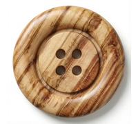Olive Wood Buttons 25mm 2 Pack - Natural 4 Hole Wooden Sewing Knitting