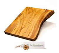 Olive Wood Chopping Board Rustic with Bark - 13,78"