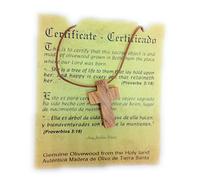 Olive Wood Christian Small Cross Pendant | Holyland Handcrafted | Certificate of Origin & Lord Jesus Prayer Card Included | Genuine Product from HJW (Small)