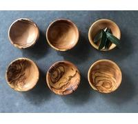 Olive Wood Dip Bowl, Wooden Sauce Bowl Set of 6, Handmade Olive Wood Dipping Bowl, Christmas Dishes