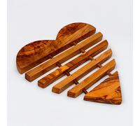 Olive Wood Fish Trivet Heat Resistant Table Protector Natural Handmade Wooden Hot Pot Holder Durable Surface Pad Rustic Kitchen Accessory for Countertop Dining Cookware