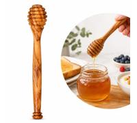 Olive Wood Honey Dippers, 5.91 Inch Wooden Honey Spoon Dipper, Durable Warp Resistant Preserves, Natural Wood Drizzler Stick for Tea, Kitchen Tool for Honey Jars Syrup Jam