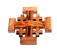 Olive Wood Jerusalem Cross (10.5x10.5 Cm or 4.1x4.1") by Holylandmarket