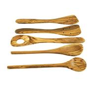 Olive Wood Kitchen Set 5-Piece Spatula, Cooking Spoon, Risotto Spoon