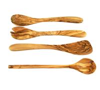 Olive Wood Kitchen Utensil Set 4-Piece With Salad Utensils Wooden Spoon Spatula
