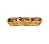 Olive Wood Natural Grained Rustic Kitchen Dining 3 Section Snack Boat (L) 35cm Verano Spanish Ceramics Natural One Size