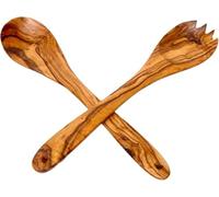 Olive Wood Salad Servers, Handcrafted Wooden Fork and Spoon Salad Tongs, Perfect Salard Servers Set for Serving or Mixing Salads (25 cm)